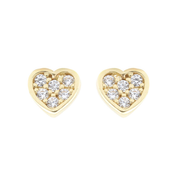 Caravanas Corazón chico de oro amarillo 18k con circonias Caravanas Corazón chico de oro amarillo 18k con circonias