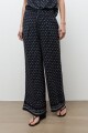 Pantalon palazzo estampa Paisley azul marino