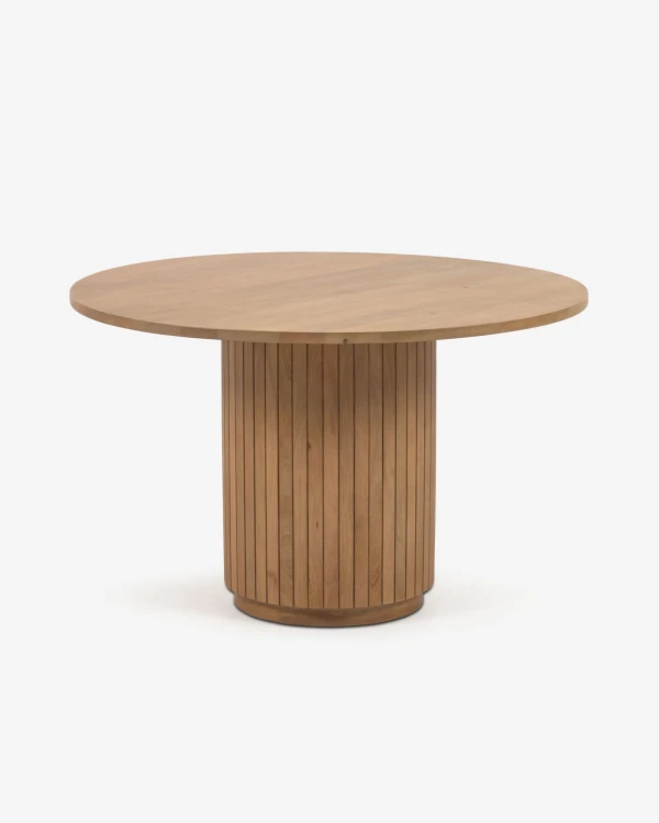 Mesa redonda Licia de madera maciza de mango con acabado natural Ø 120 cm Mesa redonda Licia de madera maciza de mango con acabado natural Ø 120 cm