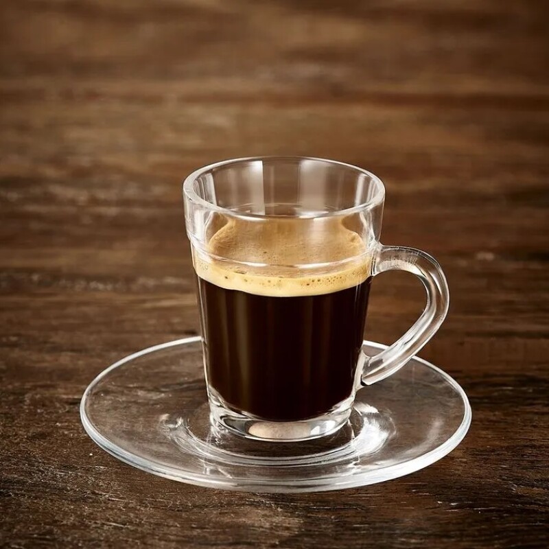 Taza de Café Espresso con Platillo de Vidrio 90 ml Americano AMERICANO TAZA EXPRESSO C/PLATILLO - 90 ML