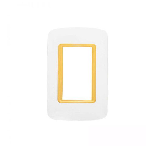 Plaqueta para 3 mód. blanco c/aro oro atenea M48612