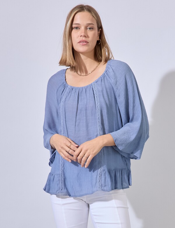 Blusa Crochet AZUL