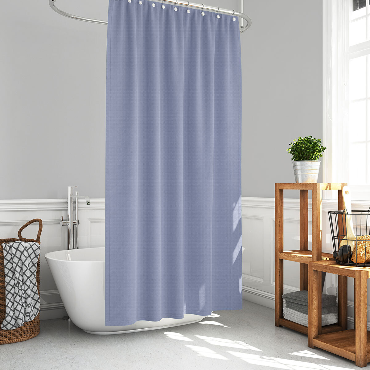 Cortina de Baño Home Class Dobby con Argollas 180 x 180 cm - AZUL 