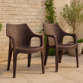 Silla De Plastico Con Posabrazos Apilable Marron