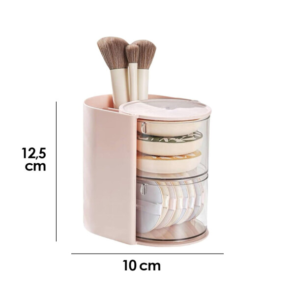 Organizador maquillaje con rotación rosa