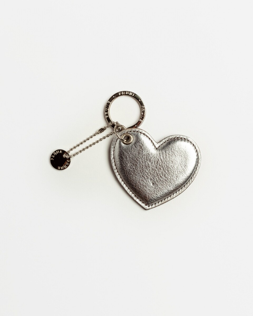 Llavero Heart en cuero metalizado - Plata 