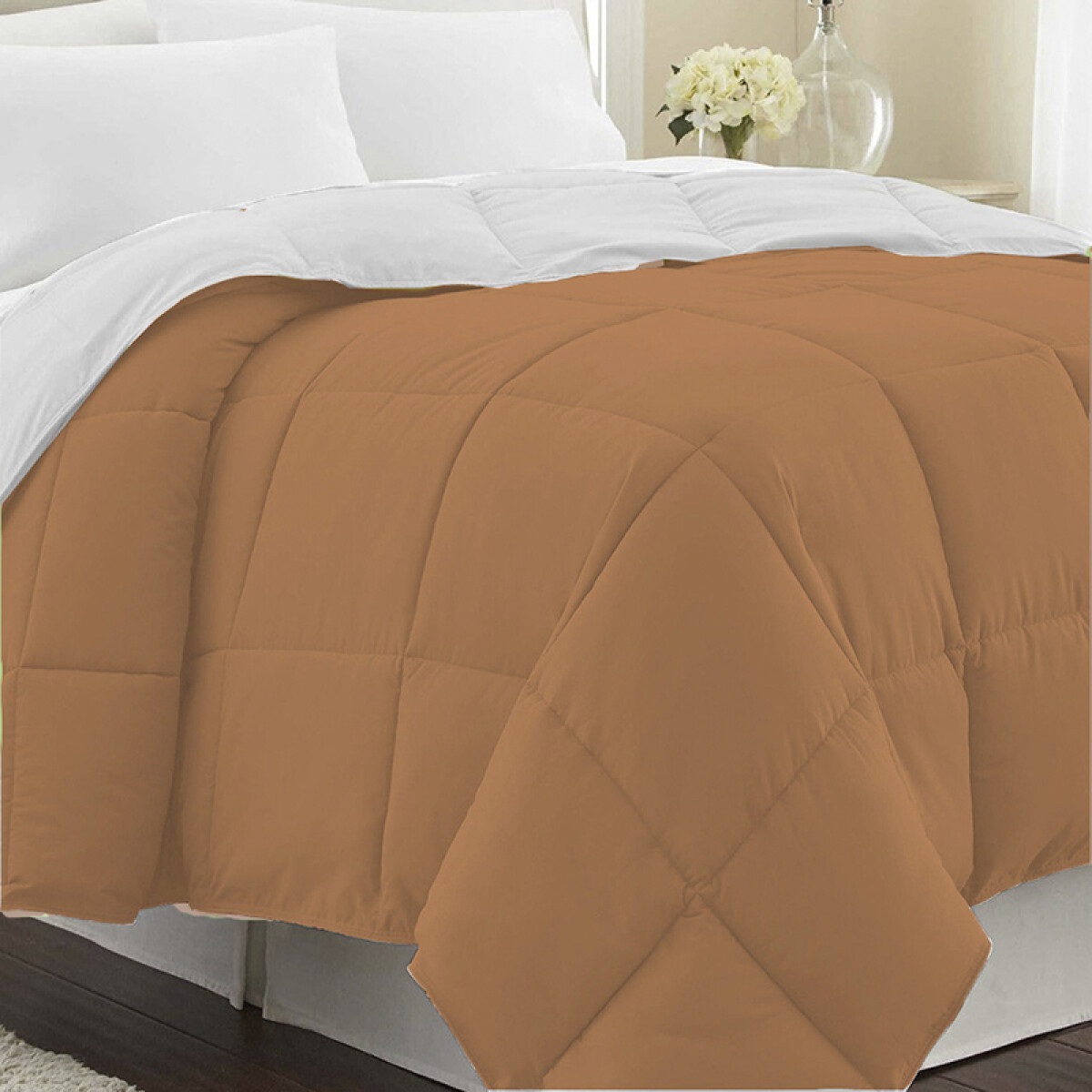 Acolchado de Plumas King Size Home Class - TERRACOTA/BLANCO 