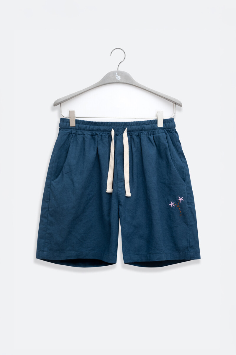 FLORAL LINEN SHORTS Blue