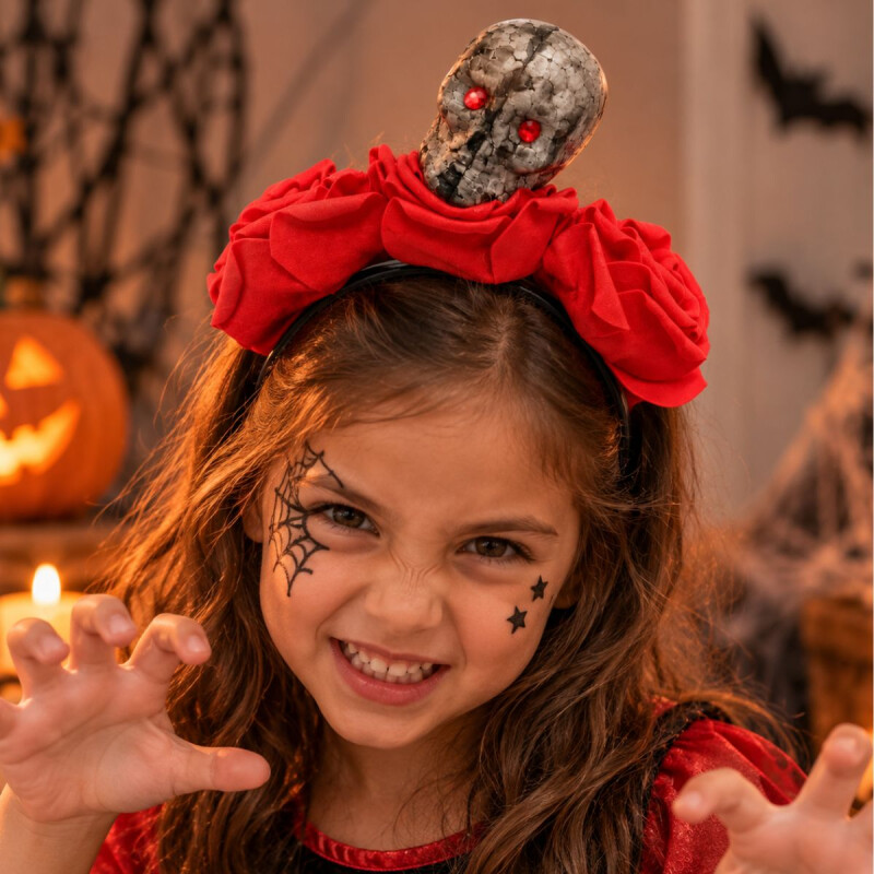 Vincha con Calavera Roja