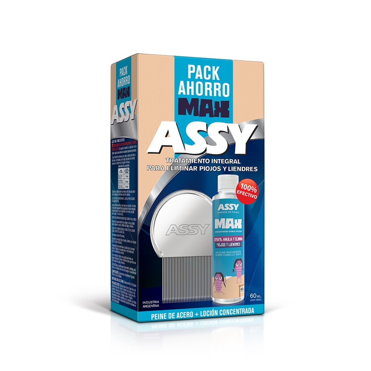 Assy Pack Ahorro Loción 60ml + Peine De Acero 