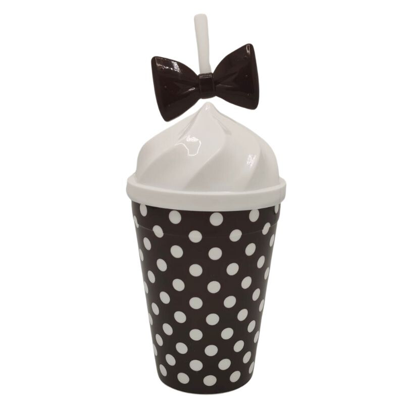 Vaso Lunares con Tapa Negro