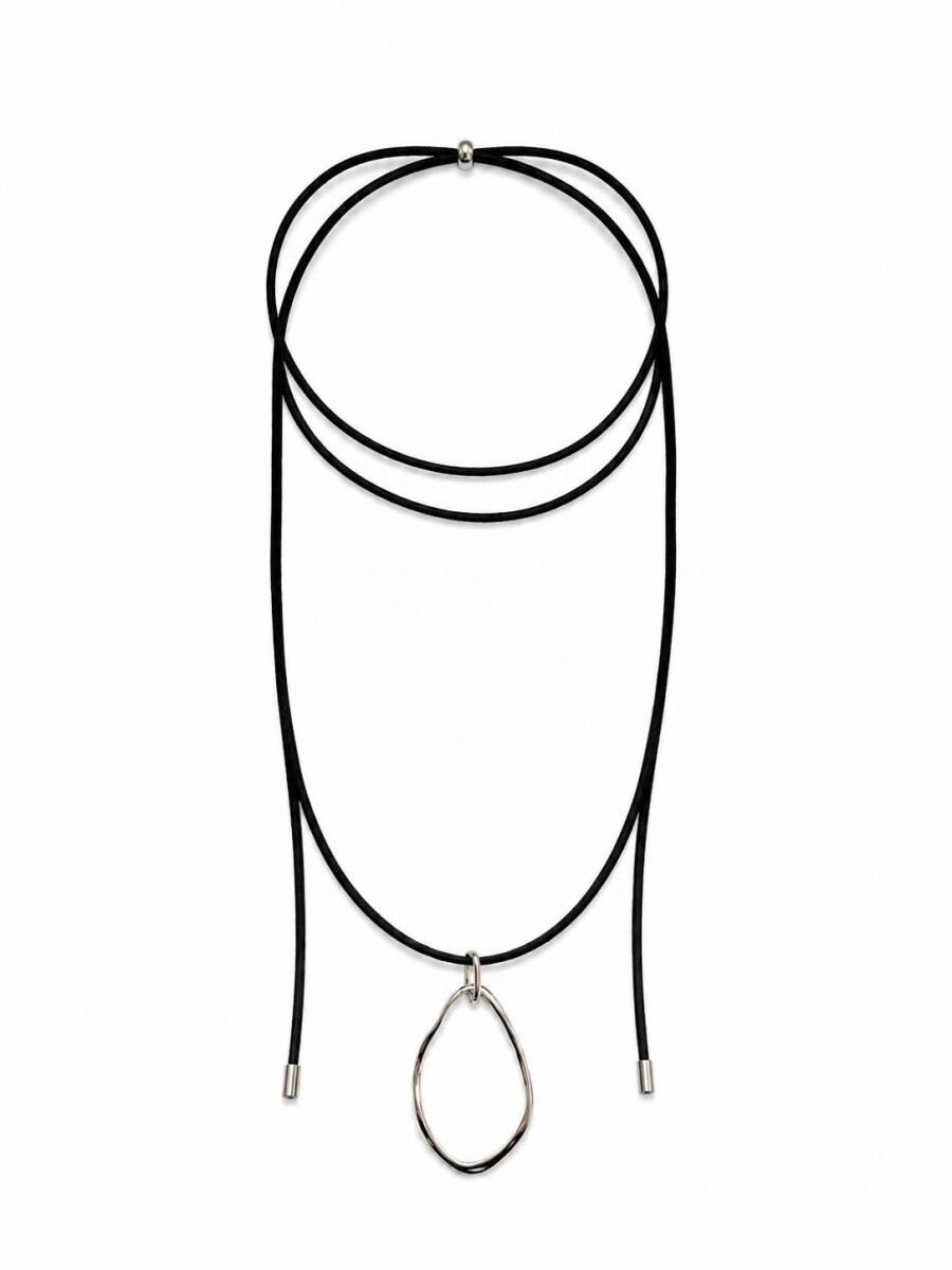 Collar cordón colgante de acero - plateado 