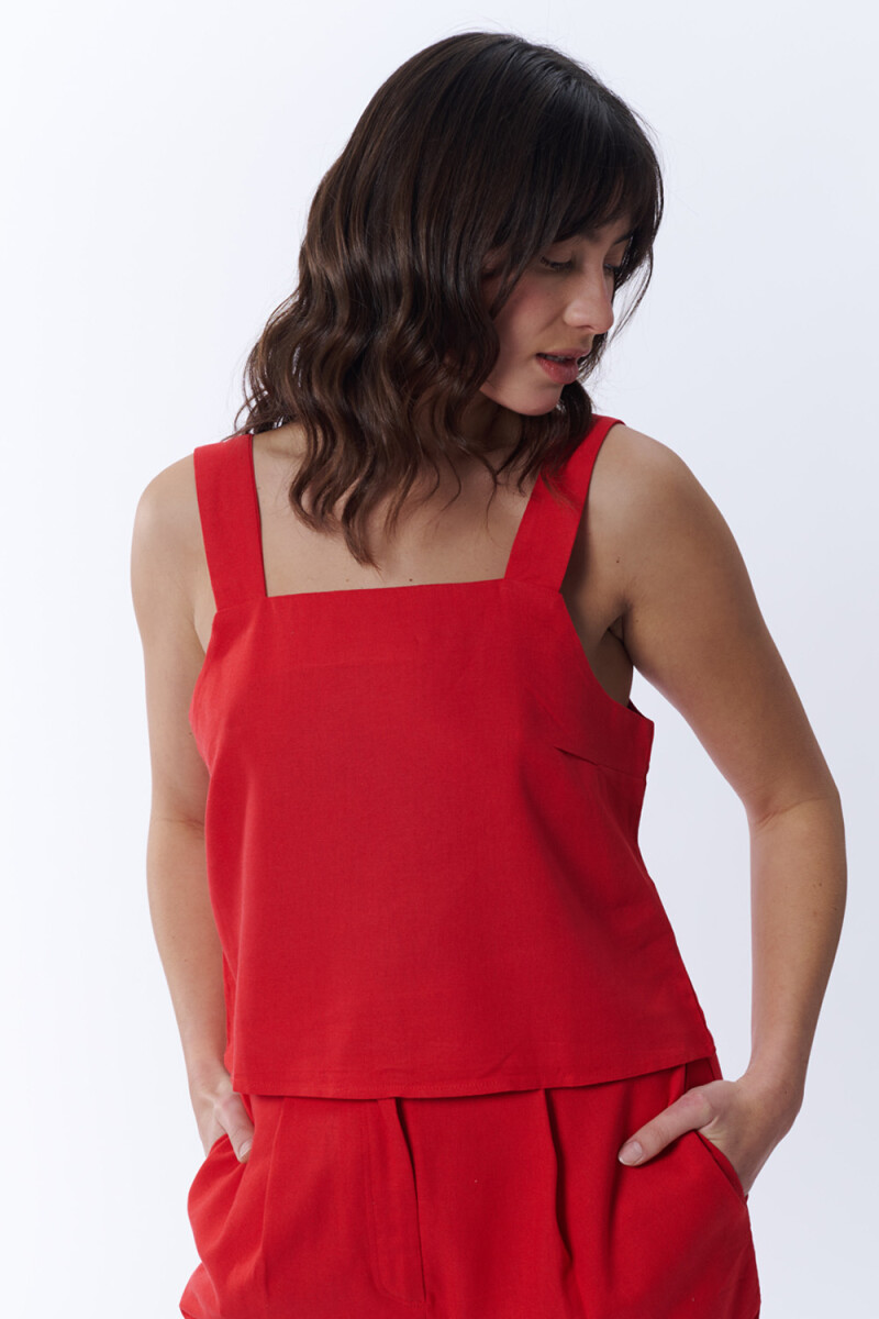 Top Escote Recto Rojo