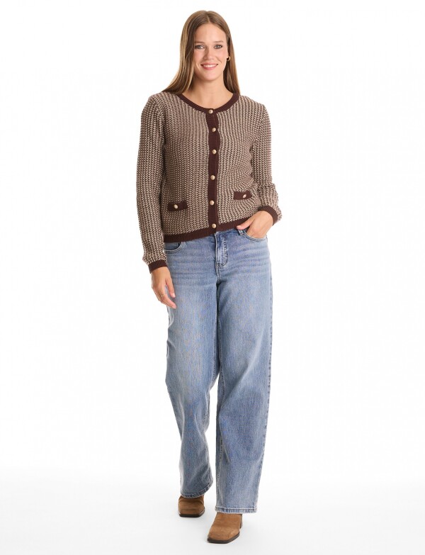 Cardigan Tweed MARRON/MULTI