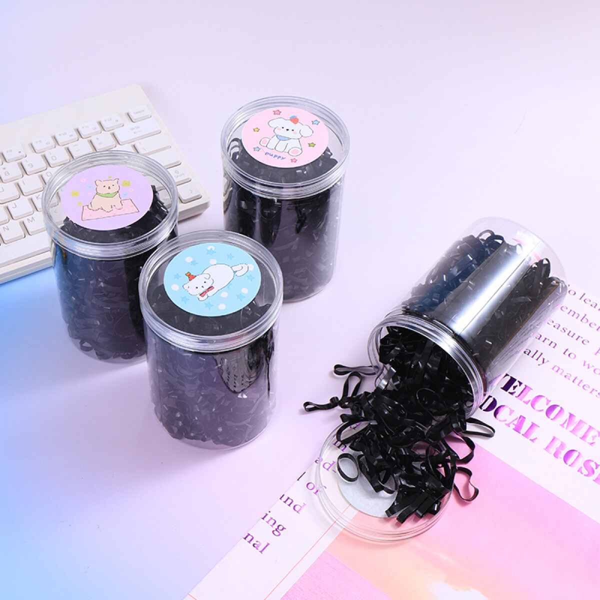 Caja Con Gomitas De Pelo Descartables - Color Negro 