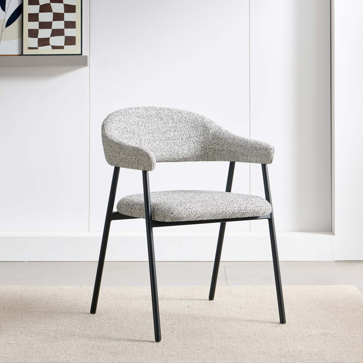 SILLA DE COMEDOR - METAL-Y-TELA GRIS CAMELIA 