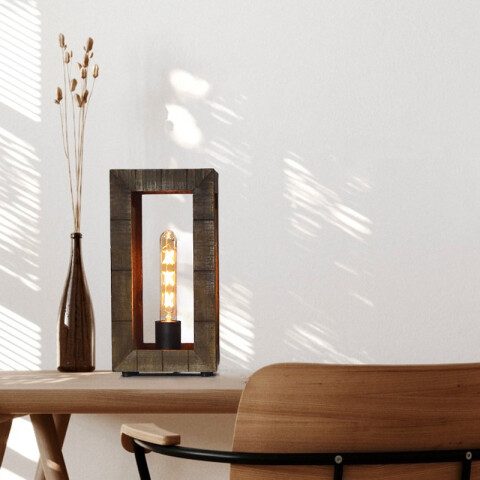 Lámpara de mesa madera y cadena 1XE27 TAKHIRA EG3209