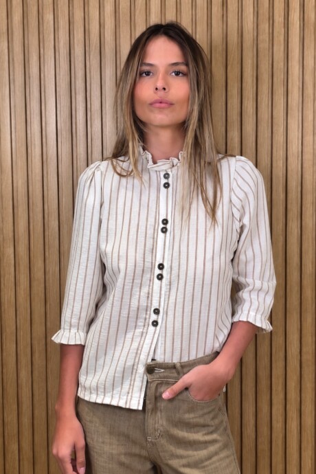 Camisa Carlita Volados Raya Beige 3
