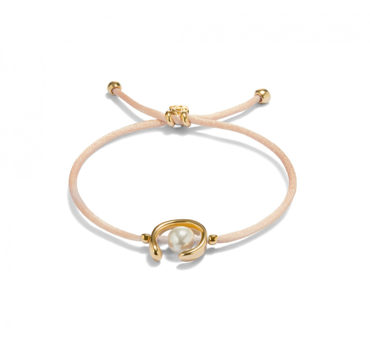 PULSERA DE HILO SALMÓN CON PERLA SHELL FORNITURA BAÑADA EN ORO 18K. - Pulsera 