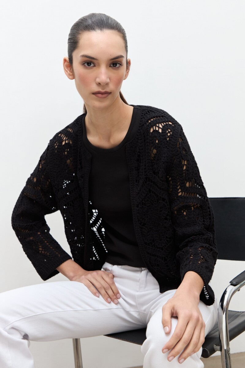 Chaqueta tejida crochet - negro 