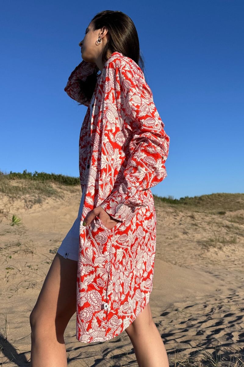 Camisa Cala Block Print Roja