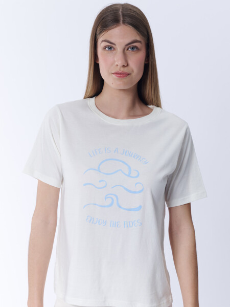 Remera Estampa Olas Blanco