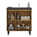 MUEBLE DE BAÑO 80 CM CON MESADA - MIEL/NEGRO MUEBLE DE BAÑO 80 CM CON MESADA - MIEL/NEGRO