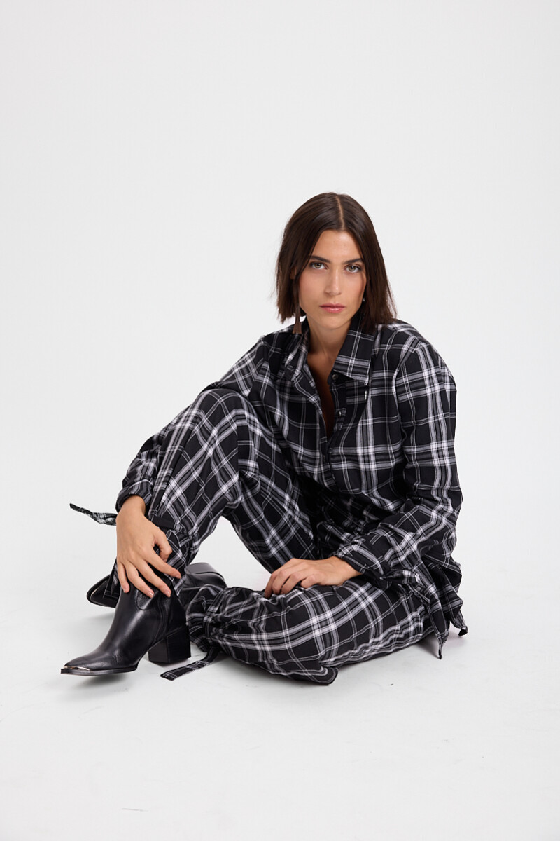 Camisa Loose Blanco/Negro