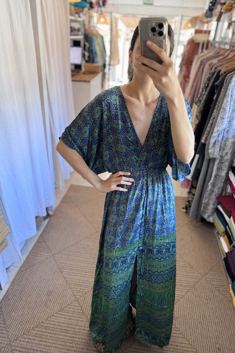 Vestido Manu de seda - Tonos azules 