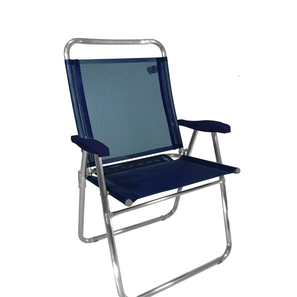 Sillón En Aluminio Nuevo King más Ancho Super Resistente 140 kg AZUL MARINO