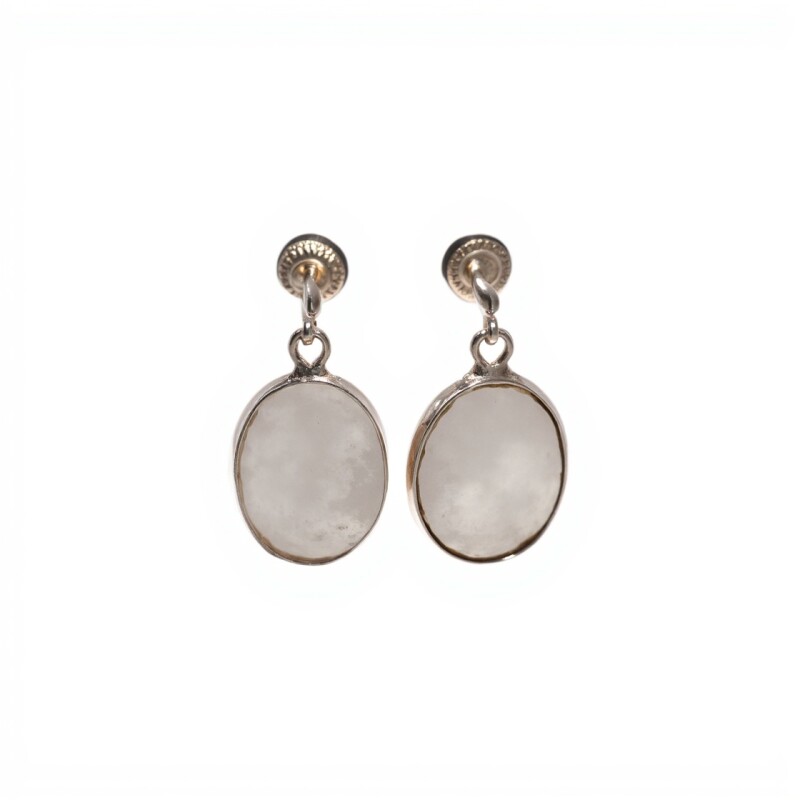 Caravanas Óvalo-Plata 925-Piedra Nácar-CA3090 conpiedra
