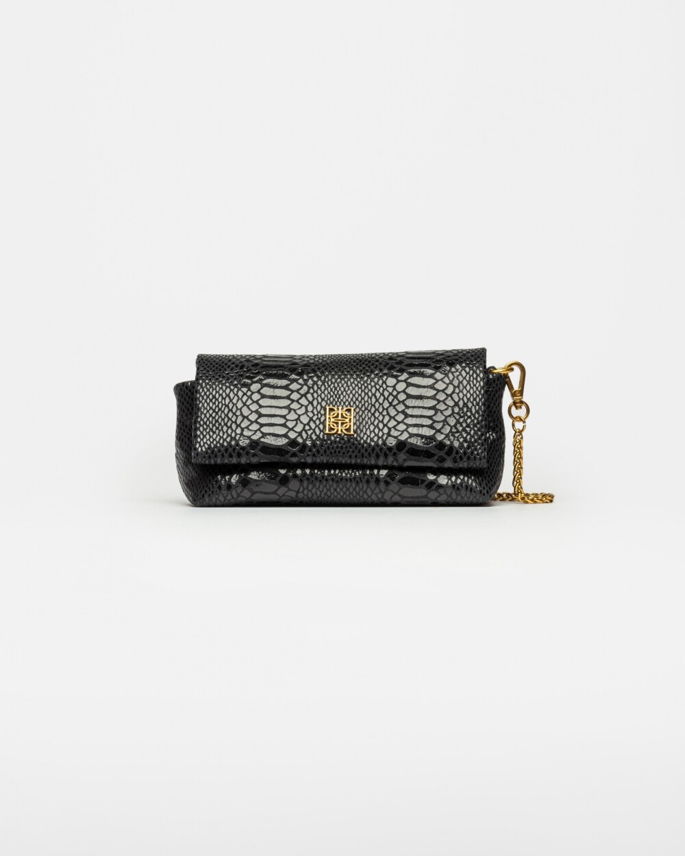 Mini bag Porto en cuero gamuza anaconda Negro