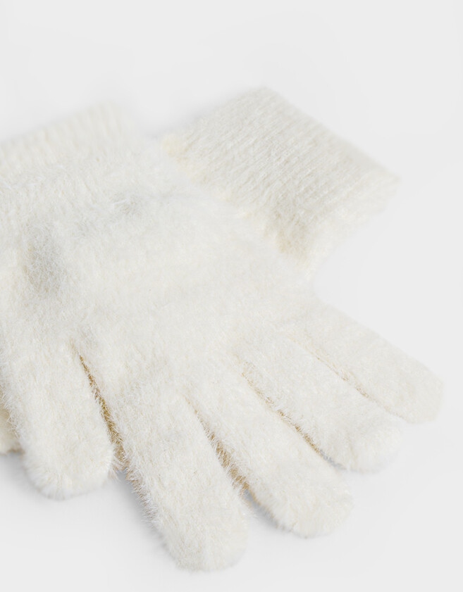 Guantes Varios Romántico Guantes Efecto Peluche - Blanco Crudo