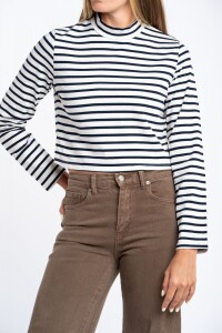 Polera Alogodón Elastano Rayada Nacar