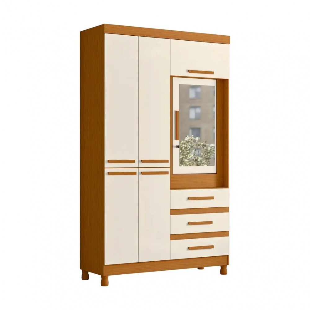 Ropero con Espejo 6 puertas 3 Caj - Fusión Infinite Marrón