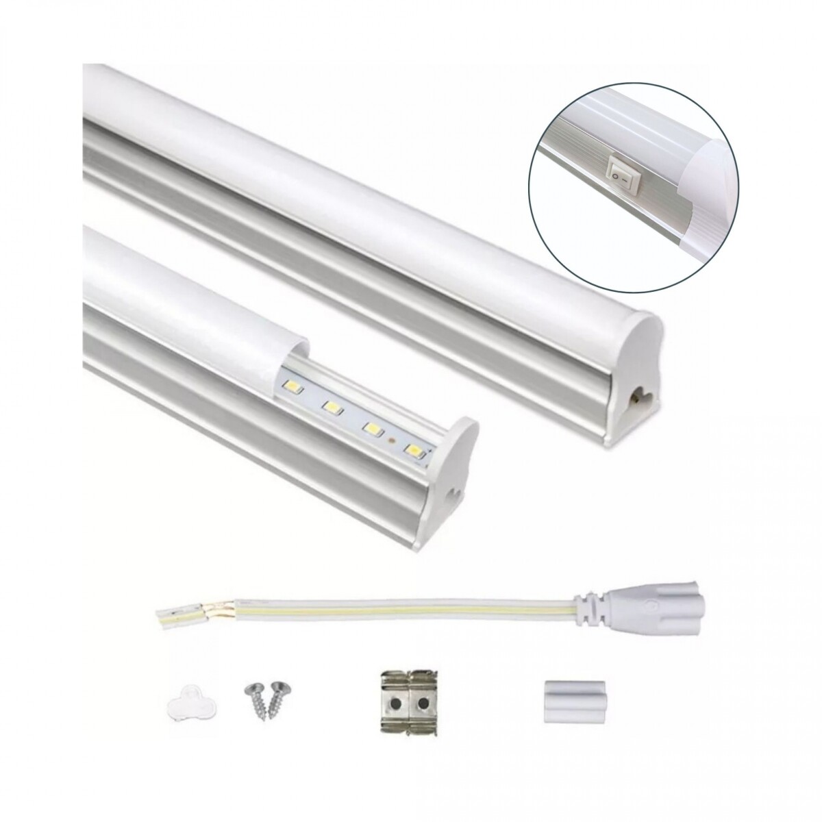 Regleta Led 60cm T5 fina - 8w con llave - Luz Cálida 