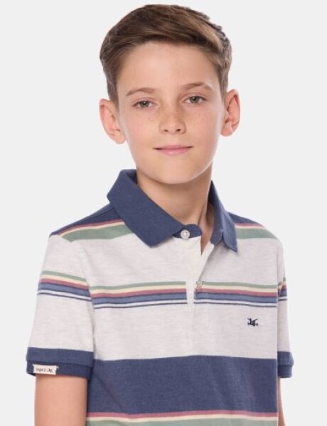 REMERA POLO RAYADA DE ALGODÓN Gris