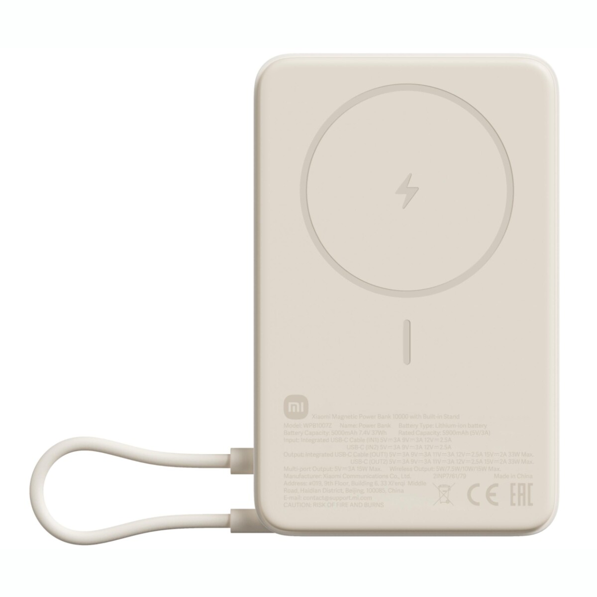 Cargador Portátil Magnético XIAOMI Magnetic Power 10.000MAH Con Soporte Integrado - Tan 