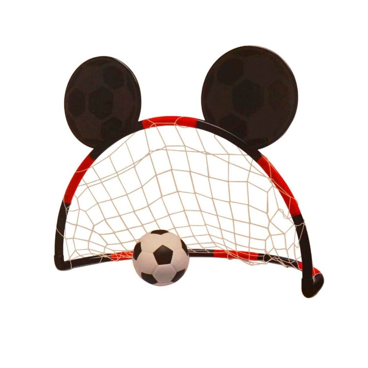 Arco De Fútbol Disney Mickey Mouse Infantil Con Accesorios - NEGRO-ROJO 