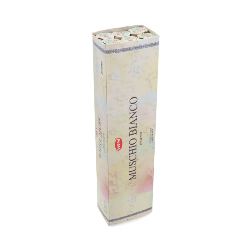 INCIENSO HEM HEXAGONAL LARGA CAJA X6 Musk Blanco
