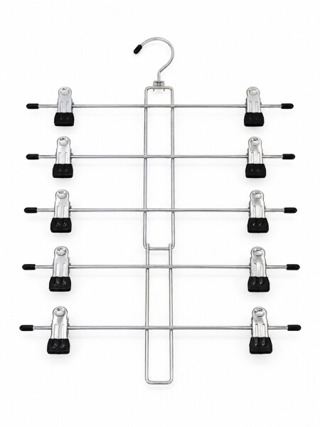PERCHA MULTIPLE PARA PANTALONES PLATEADO.