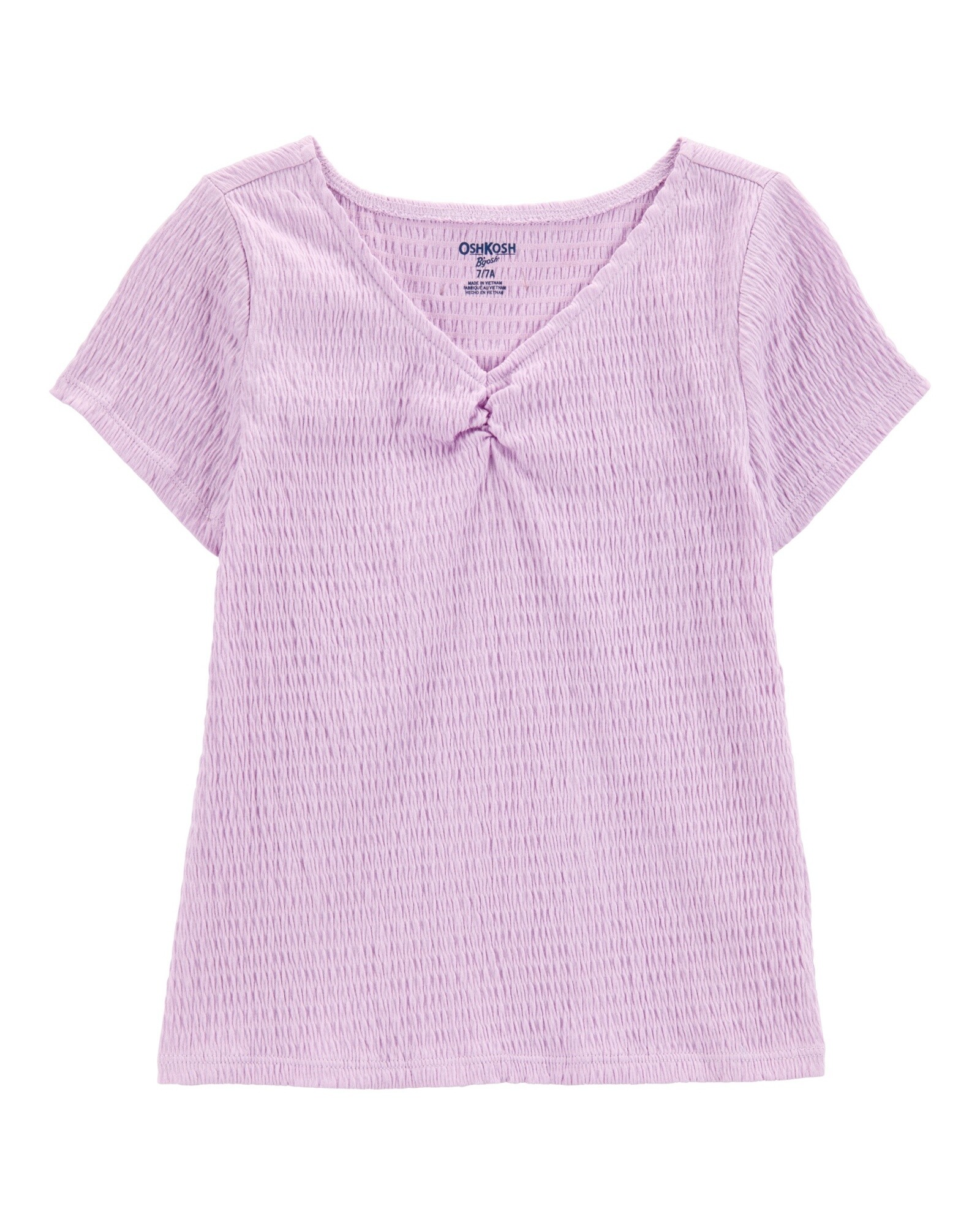 Remera de algodón, texturada, púrpura Sin color