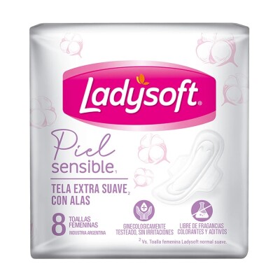 Toallas Femeninas Ladysoft Normal Piel Sensible 8 Uds. Toallas Femeninas Ladysoft Normal Piel Sensible 8 Uds.