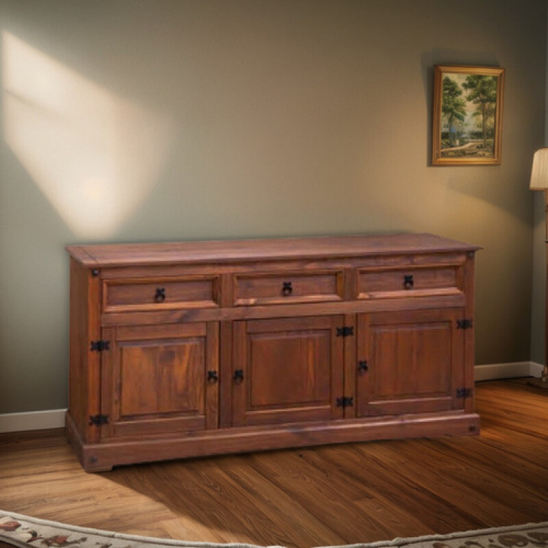 Mueble Aparador Madera Maciza Lustrada 3 Cajones 3 Puertas Mueble Aparador Madera Maciza Lustrada 3 Cajones 3 Puertas