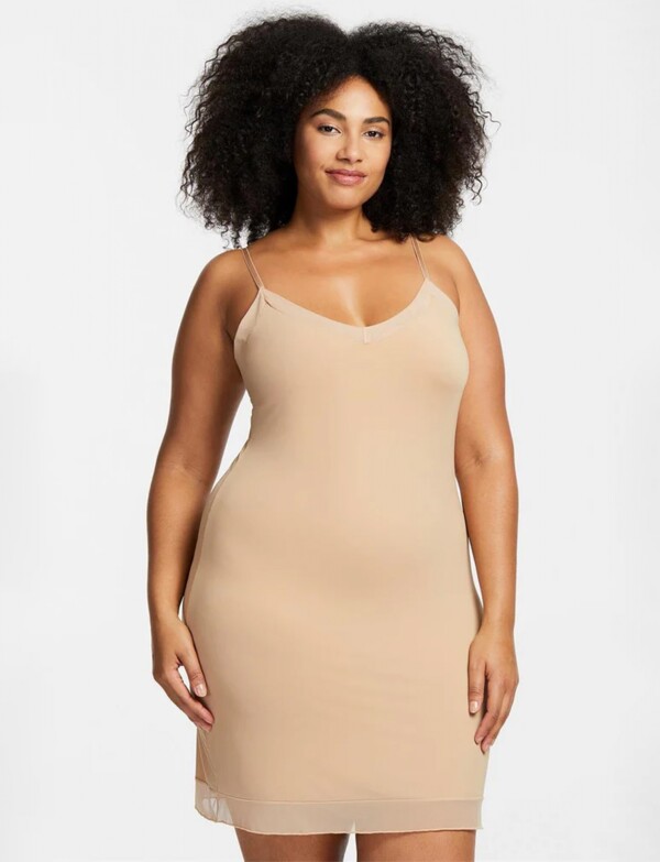 Viso De Largo Medio Con Cuello Redondo BEIGE