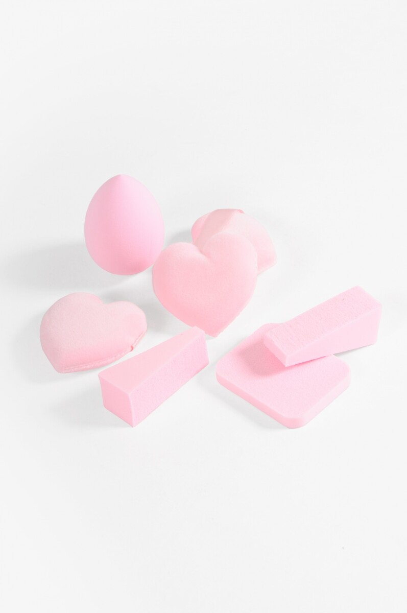 Set de esponjas y puff make up - rosa 