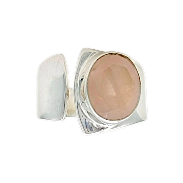 Anillo Punto-Plata 925-Con Cuarzo Rosa -AN4657 conpiedra
