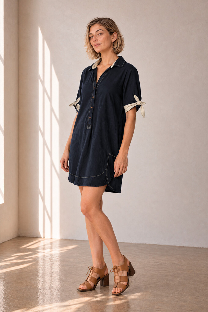 VESTIDO LINO POLO AZUL