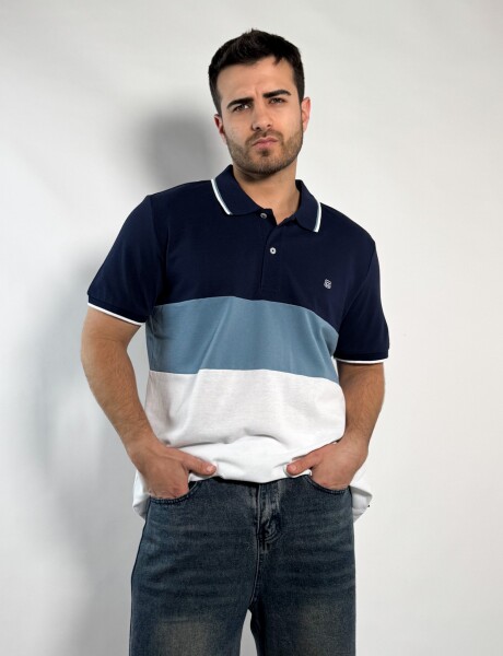 Remera polo pique combinada Costa Azul