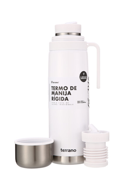 Termo 1Lt. Premium Manija Rigida Metalizado Blanco